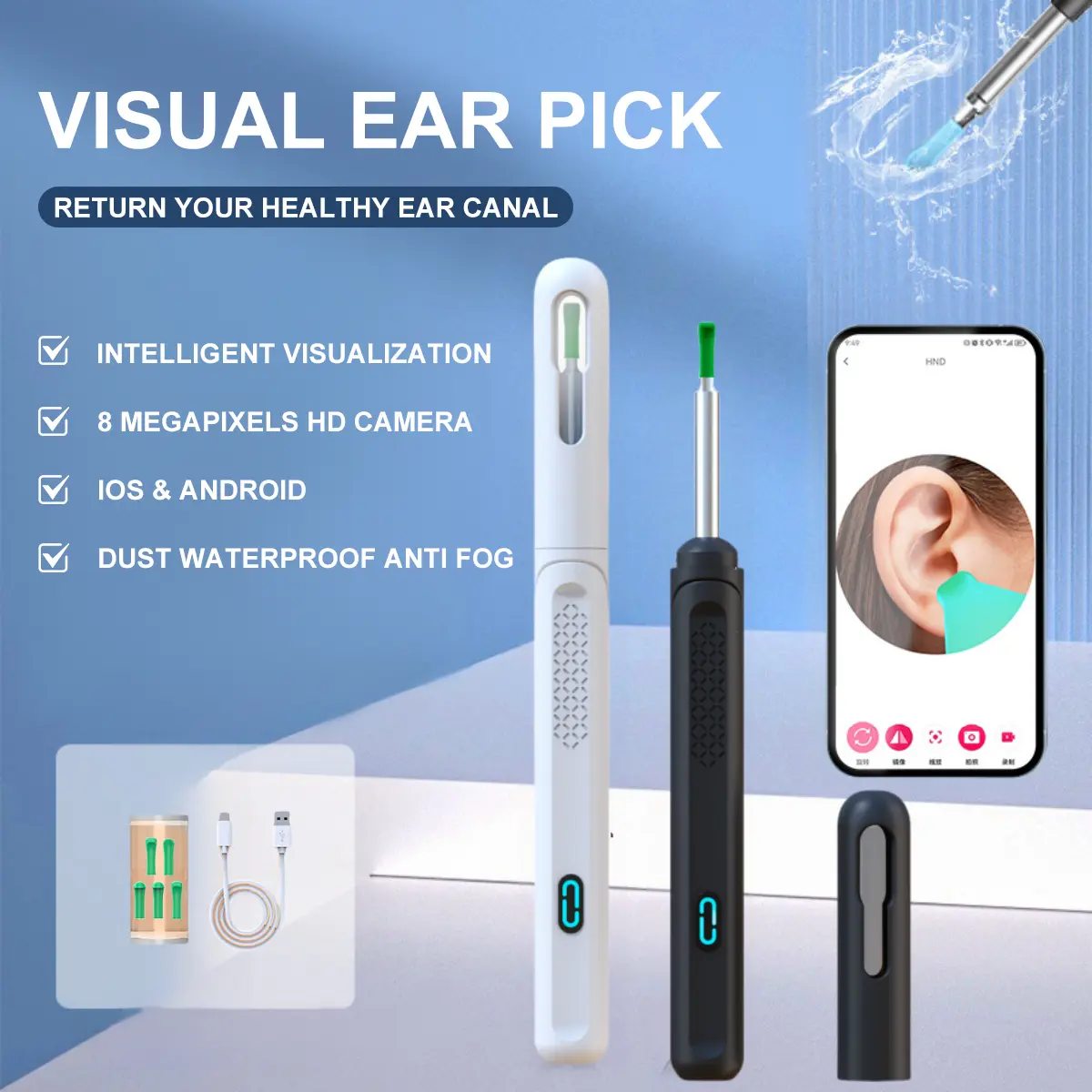 New visual ear pick earwax removal camera ear cleaner with camera baby ...