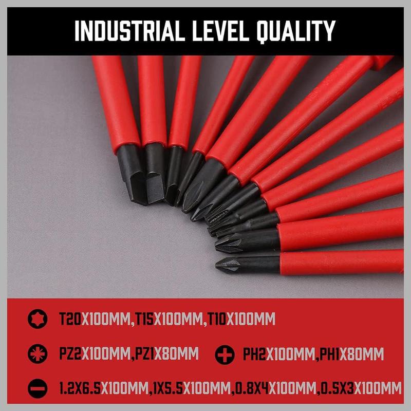 Product Introduction of Insulated Screwdriver Set, 1 Set Electrician Repair Tools Kit, Changeable Insulated Screwdrivers Set with Magnetic Slotted Bits, Professional Hand Tool, Hardware, Heavy Duty 3