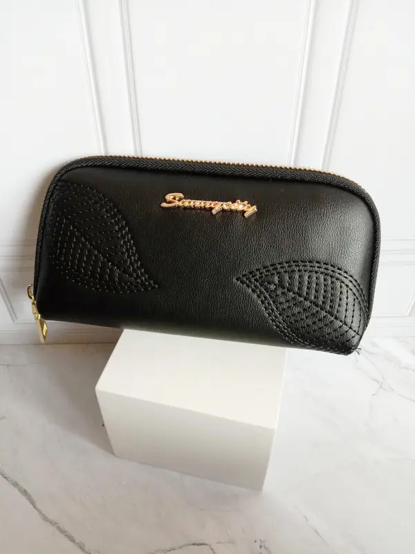 Dompet Resleting Oval Wanita Leaves Import Lucu / Dompet Panjang 1 Resleting #C05 Kulit PU Polos Dompet Panjang Dompet Kartu 1
