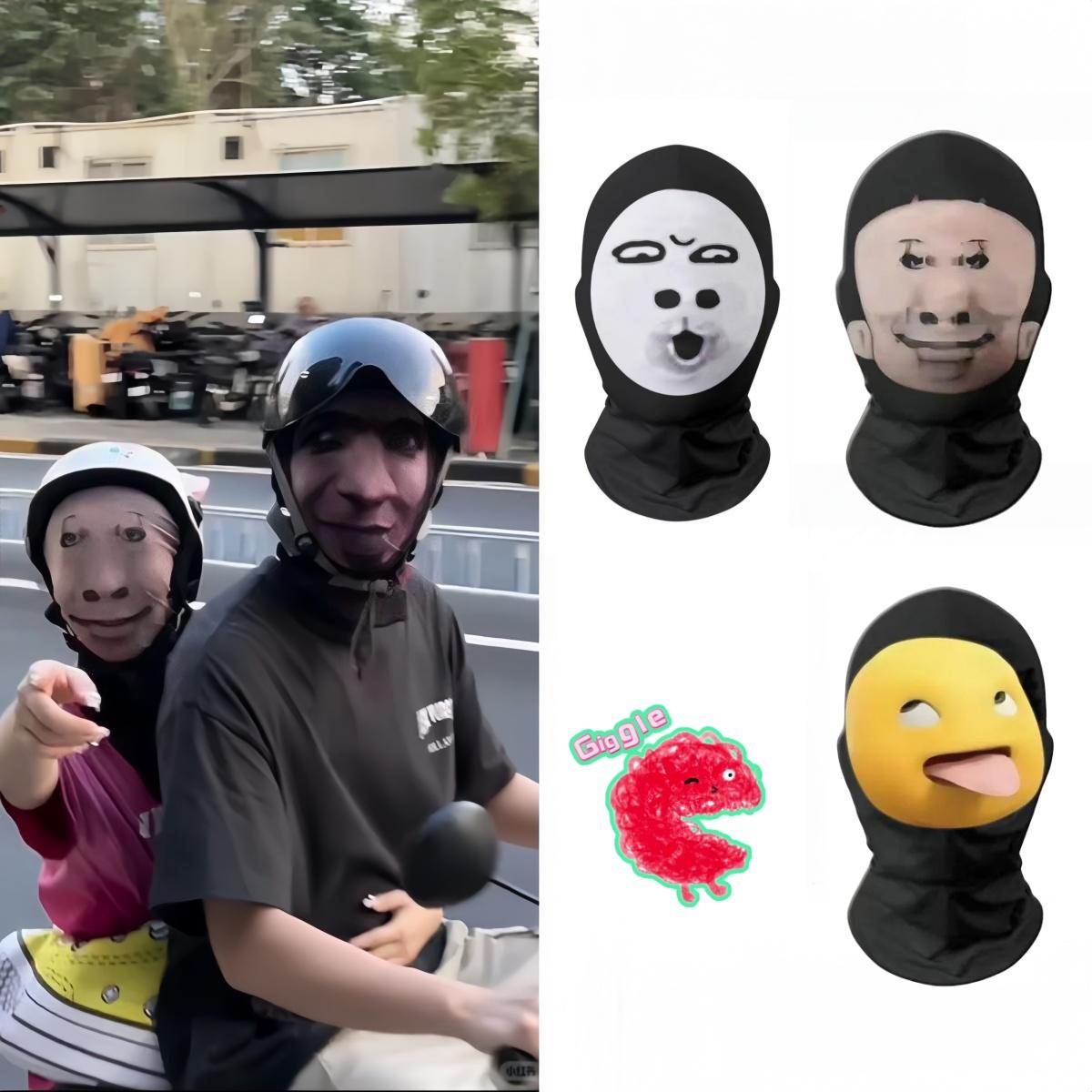 Giggle Masker Buff Karakter Kucing & Anjing Topeng Ugly Face Lucu Pelindung Muka dan Leher Anti UV Debu & Panas untuk Motor & Sepeda Couple Mask Bisa Melihat Ke Luar Mainan