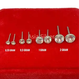 Anting Tusuk Giwang Mata Burung / Satu Asli Perak Silver 925 Lapis Emas Putih - PERHIASAN PERAK