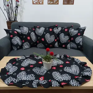 Set Sarung Bantal Sofa Kain Katun 40x40cm Bonus Taplak Meja Busa Tanpa Resleting Sarung Bantal Sofa Set Taplak Meja Tamu Kualitas Bagus Tidak Luntur
