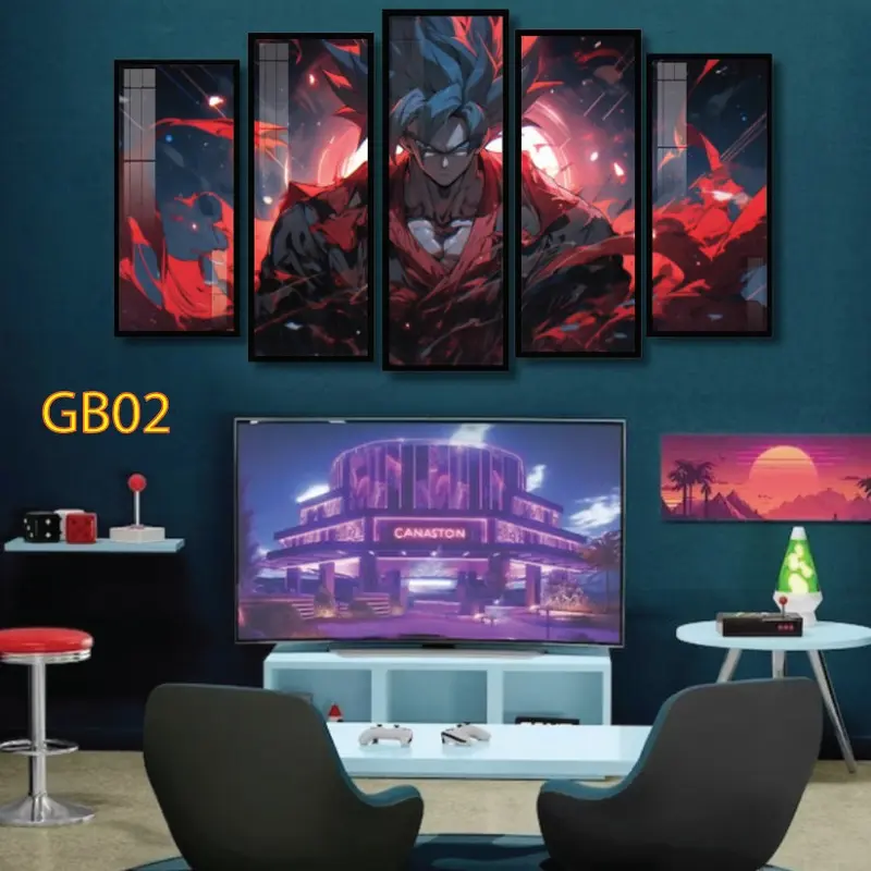 Bộ Tranh 5 Tấm Dán Tường Dragon Ball Cán Fomex 5mm Cao Cấp Chống Móp Méo, Trầy Xước Tặng Kèm Keo Dán Sẵn Treo Tường Phòng Khách 1