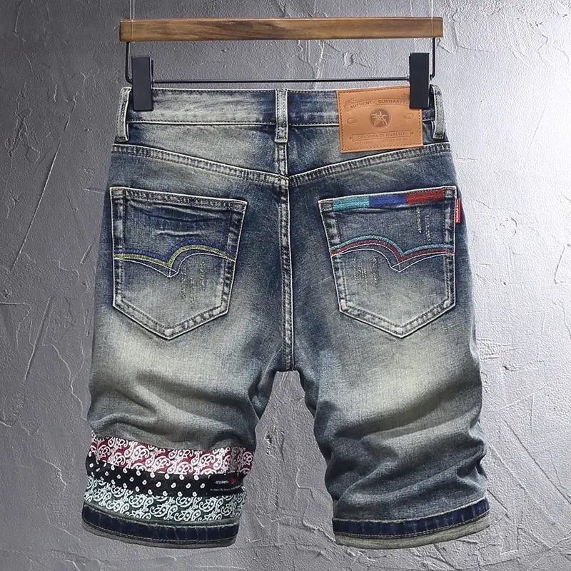 Sọt Jeans nam chất Denim cao cấp màu xanh wax bụi in hoa văn cực chất mã số J1027 0