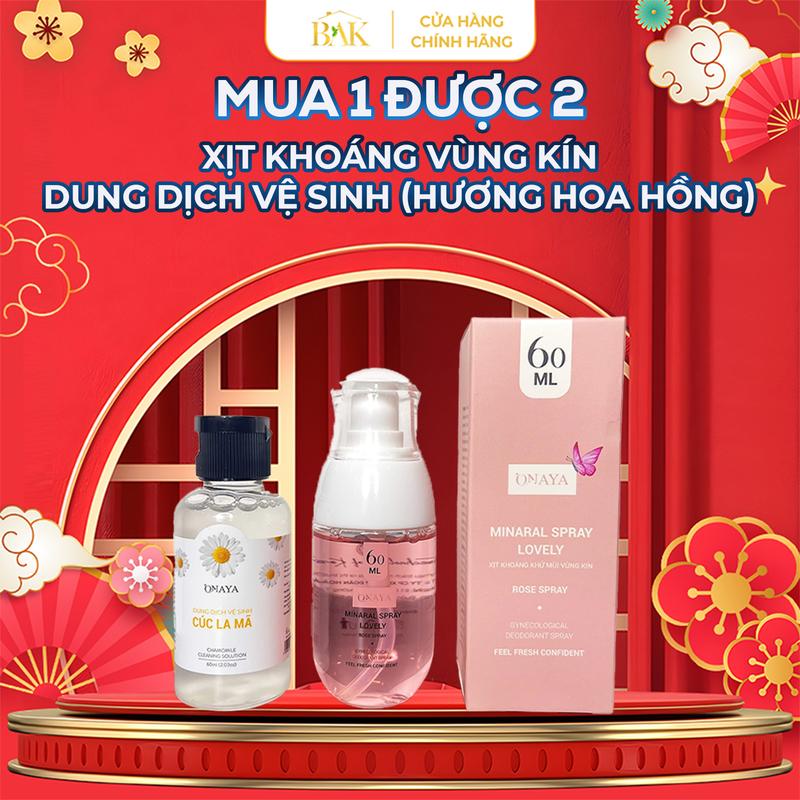 [CHE TÊN SP - MUA 1 ĐƯỢC 2] Xịt khoáng vùng kín Onaya Chính Hãng hương nước hoa + Tặng Dung dịch vệ sinh cúc la mã Nữ Women hỗ trợ khử mùi hôi
