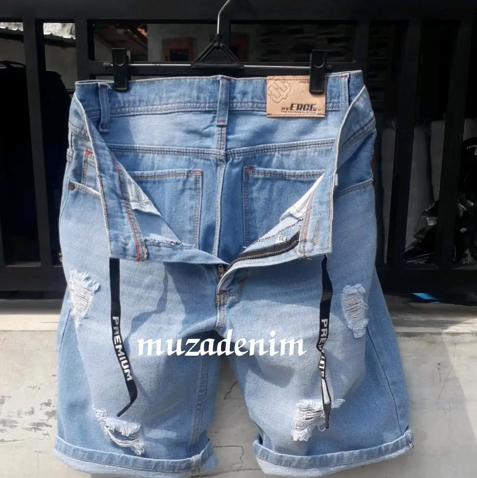 celana pendek pria sobek bigsize Jeans Denim Distro terlaris 28-44 dewasa