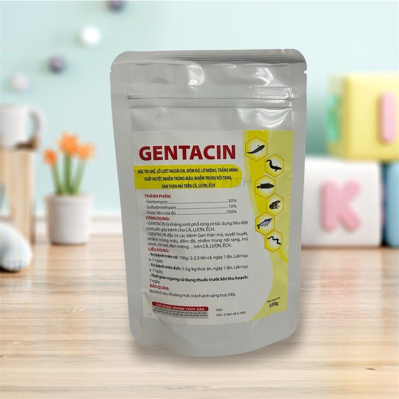 GENTACIN_đặc trị ghẻ, lở loét ngoài da, đốm đỏ, lở miệng, gan thận mủ trên cá, ếch, lươn 2
