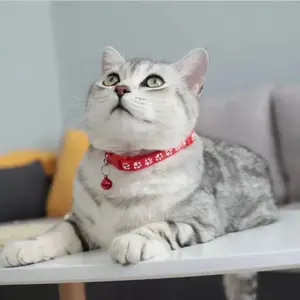 KALUNG KUCING Lonceng Hewan Peliharaan Tali Leher Anjing Kecil Lonceng Pet Collar Dog Set Kitten Adjustable Motif Tapak Kaki Murah Import