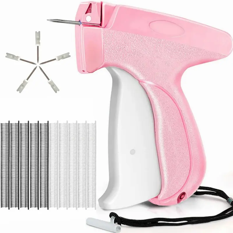 Quick Clothing Fixer, 1 Set Including 1 Count Handheld Tag Attacher Gun with 6 Counts Needles & 1000pcs Glue Needles, Sewing Tool Kit for Retail Hang Price Fabric Garment Label 6