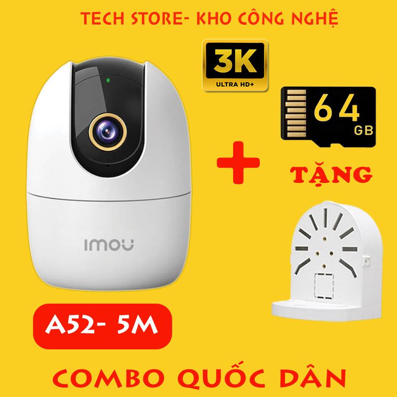 [COMBO] Camera Wifi  Imou A52P + Thẻ 64/128G + Chân đế L, Lắp trong nhà, Báo động bằng còi hú, Quay 360 độ,Theo dõi thông minh, Nhắn tin cảnh báo