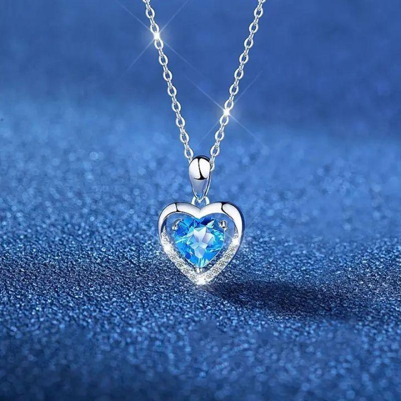 S925 Sterling Silver Heart of the Ocean Necklace 7