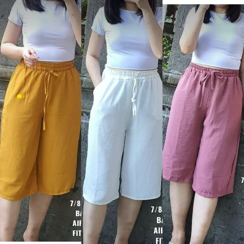 100RIBU DAPAT 5PCS KULOT PENDEK 7/8 CRINKLE AIRFLOW / CELANA KULOT PENDEK WANITA (BISA COD) 1