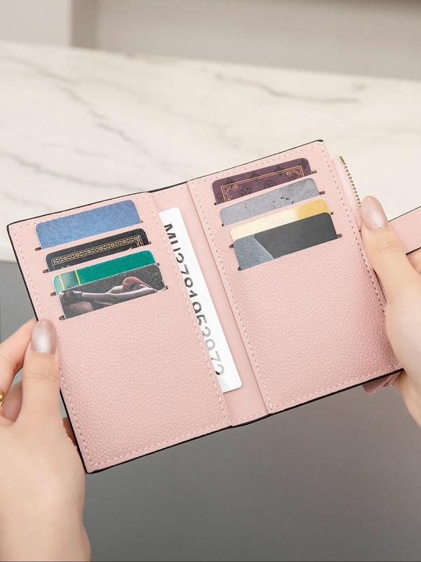 Women's Simple Plain Color Zipper Coin Purse, Casual Versatile Small Pu Card Holder, Simple All-match Purse for Daily Used 2