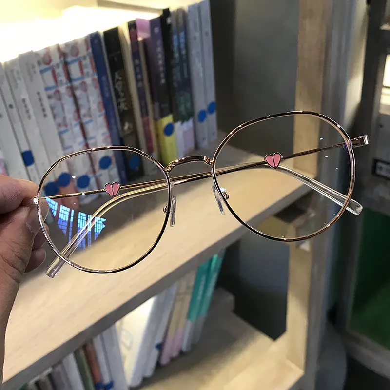 Myopia Glasses Half Love Glasses Frame 2020 New Korean Style Plain Students Plain Glasses Internet Sensation Literature Style Glasses Frame