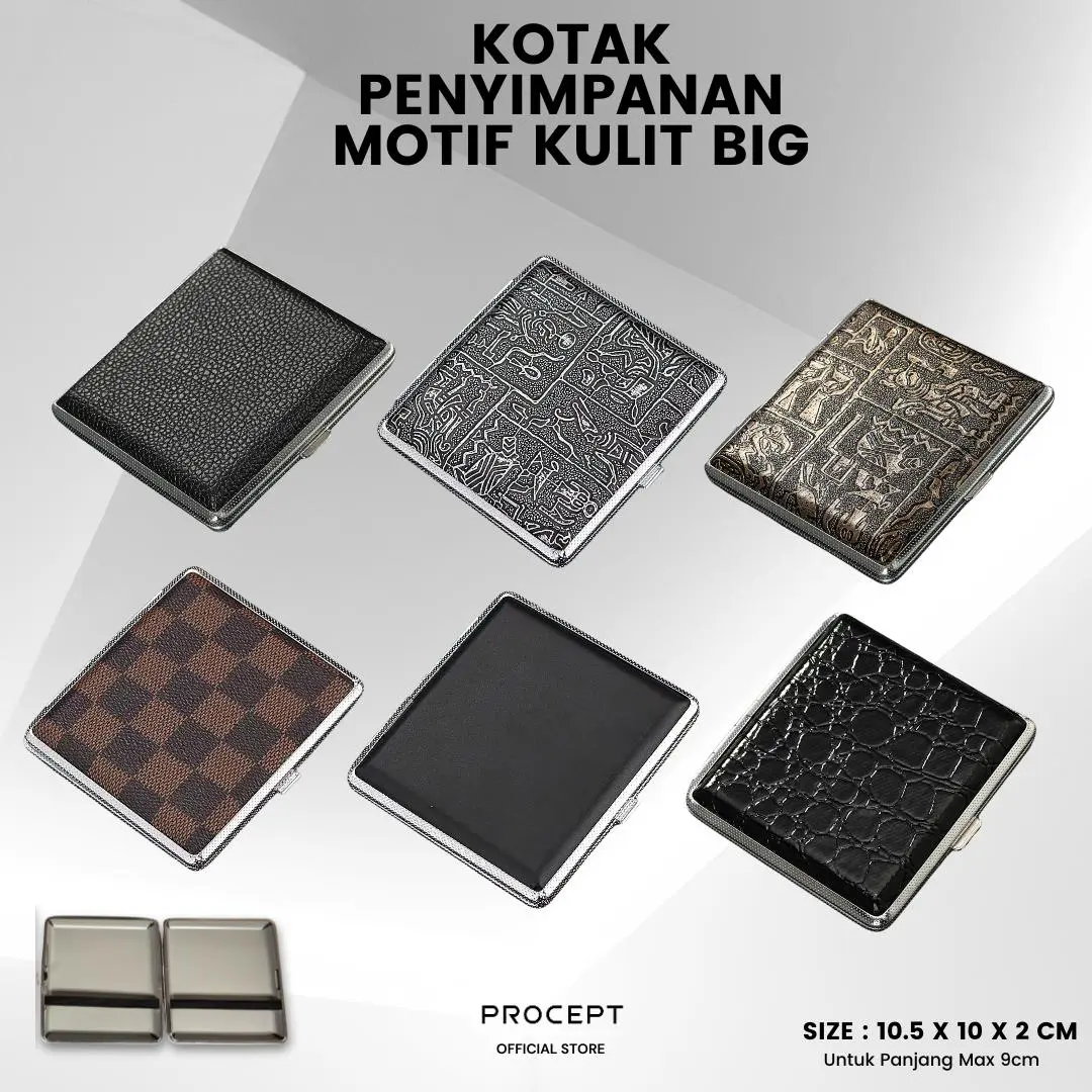 Kotak Penyimpanan Serbaguna Tipe Besar 20 Slot Big Motif Kulit Elegant Stainless Besi