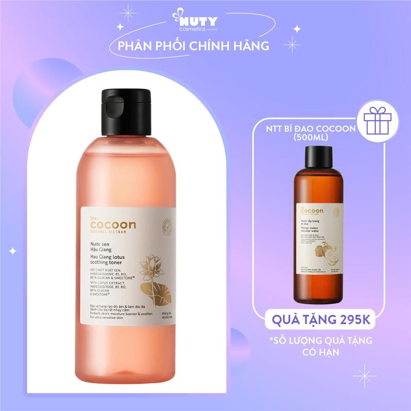 [Tặng TT 500ml] Nước Cân Bằng Sen Hậu Giang Giúp Làm Dịu Da Cocoon Hau Giang Lotus Soothing Toner 310ml