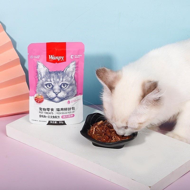 COMBO 10 GÓI PATE CHO MÈO WANPY GÓI 80G MIX VỊ 3