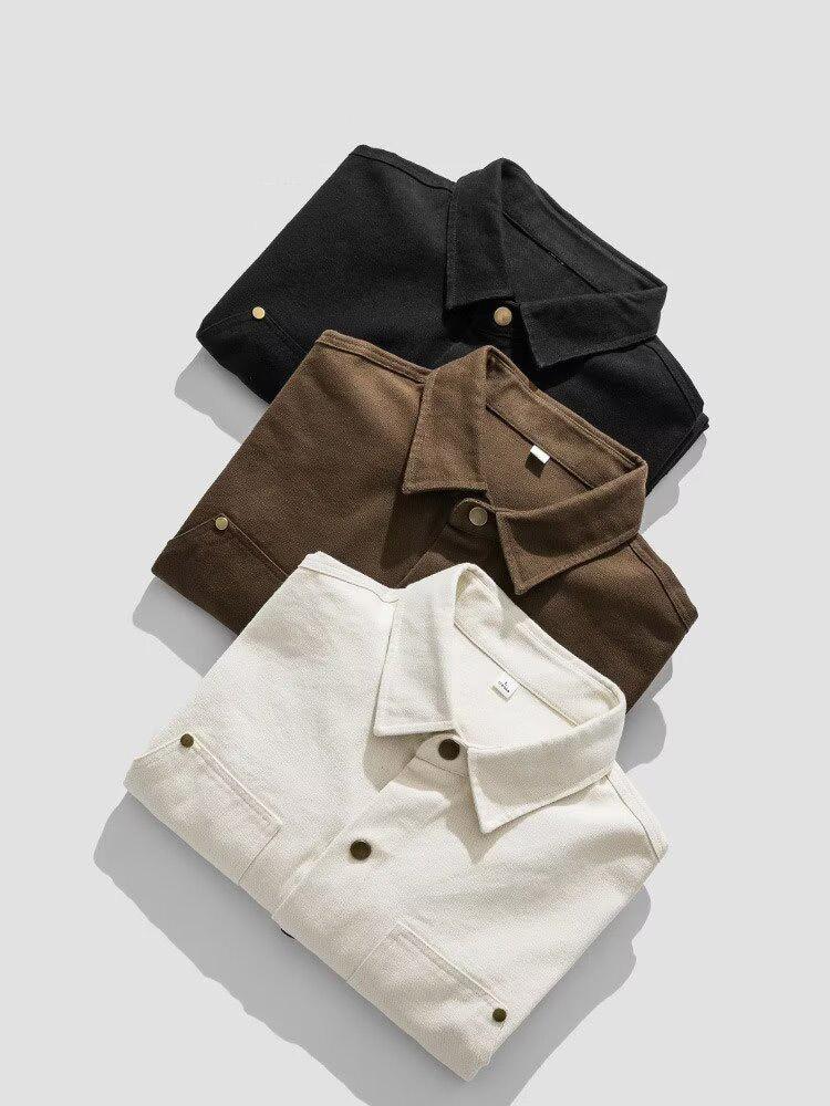 Product Introduction of Men's washed vintage long sleeve work shirt Artistic style cotton large size shirt jacket 15