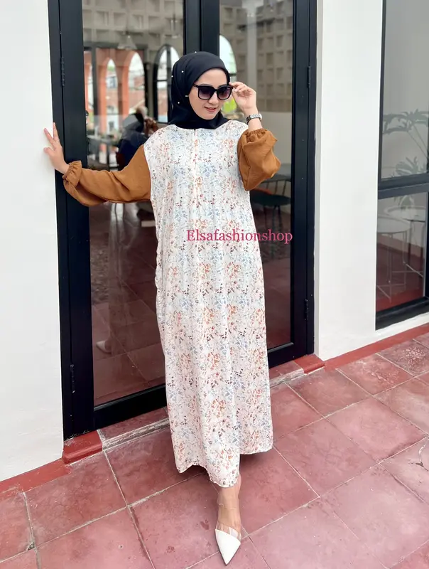 Dress Gamis lebaran terbaru kekinian 2025 kombinasi rayon crinkle Graceva 3