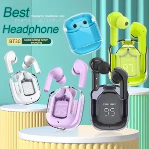 Headset Bluetooth TWS Air31 TWS Air31 Ultrapods A31 Wireless LED Display Transparan Hifi Stereo Microphone In Ear Earbuds Stylish Noise Canceling