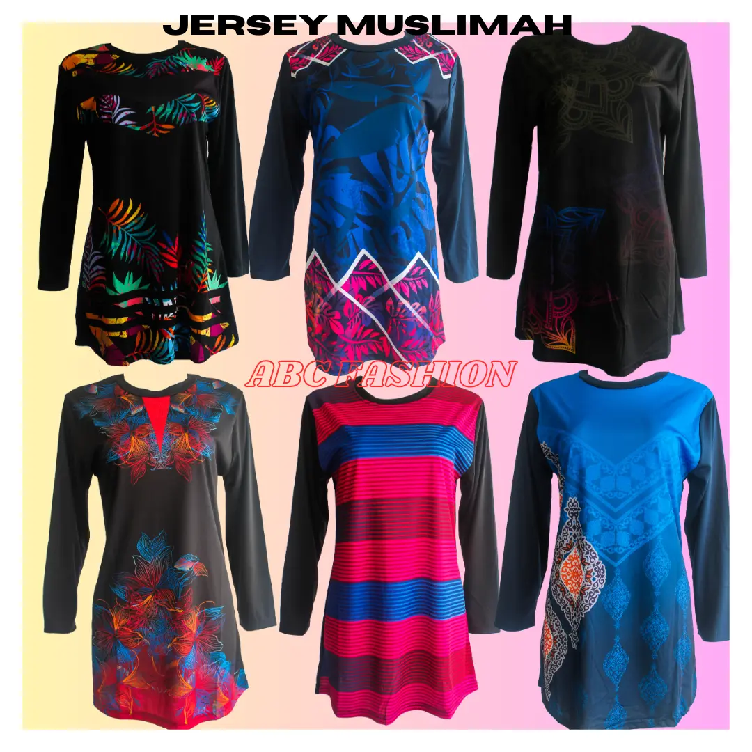-ABC FASHION- MUSLIMAH JERSEY DESIGN BARU PEREMPUAN LENGAN PANJANG ( KAIN JERSEY / FULL PRINTING)