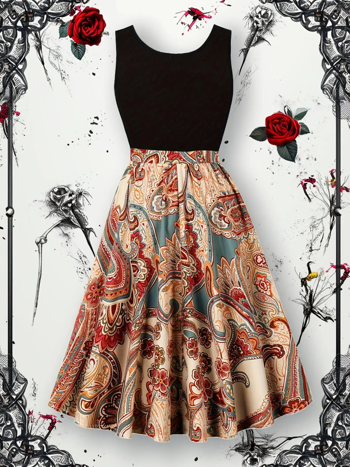 Women's Sleeveless Dress, Fashion Casual Dress for Daily Outdoor Wear, Women's Clothes for Summer