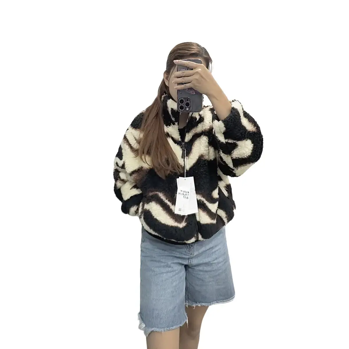 Áo lông cừu hoạ tiết vân beo xuất xịn Jacket Women