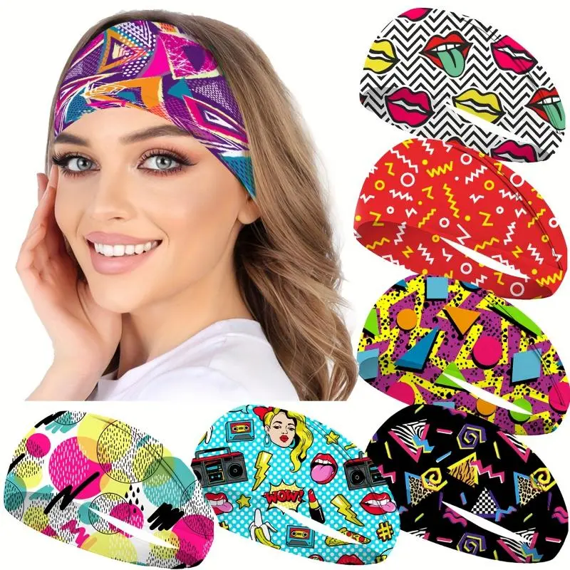 Colorful Printing Headband Fashion Fitness Sports Yoga Sweatband Elastic Hair Hoop For Sports And Home