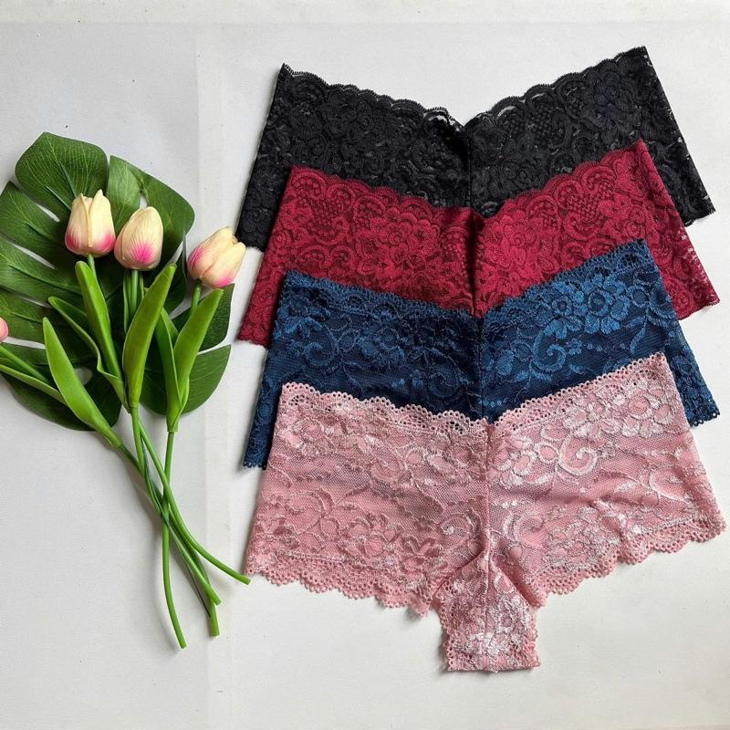[HOT] Set 10 Quần Lót Ren Đùi Trơn Cao Cấp – Mềm Mịn, Gợi Cảm, Freesize 45-70kg** 0