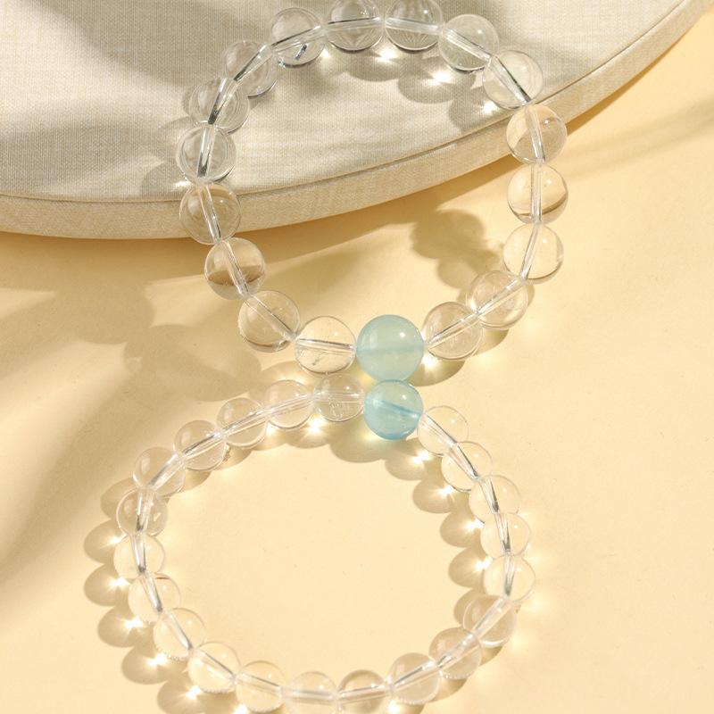 Product Introduction of 7A Natural White Crystal Aquamarine Bracelet Attract wealth, Lucky Wish bracelet Zodiac year luck boost stress  rings stress  rings 8