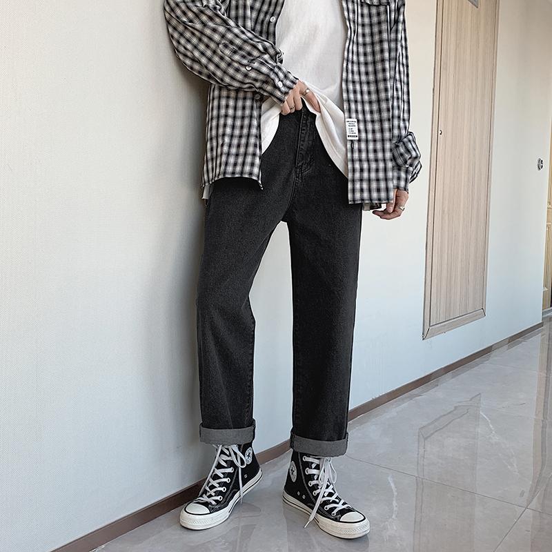 Product Introduction of Celana Jeans Pria Oversize Celana Panjang Pria Dewasa  Kulot Casual Hitam Straight Jeans Jumbo Celana Jeans Putih Wide Leg Pants Biru Baggy Boyfriend Pants Korean Style Denim Warna Blue Basic Promo Black s m l xl xxl xxxl 8