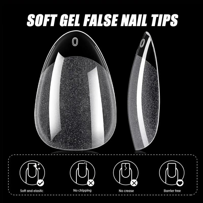 Transparent Almond Fake Nail Tips, 240pcs Short False Nail Tips, Full Cover Fake Nail Tips for Women & Girls DIY 4