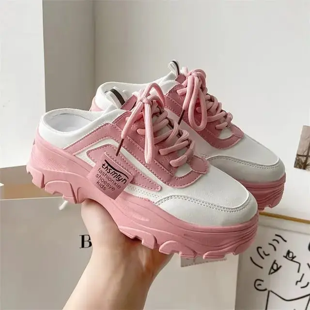 PROMO - SEPATU WANITA SNEAKERS FASHION KOREA SLIP ON TALI SPORT TERBARU 3