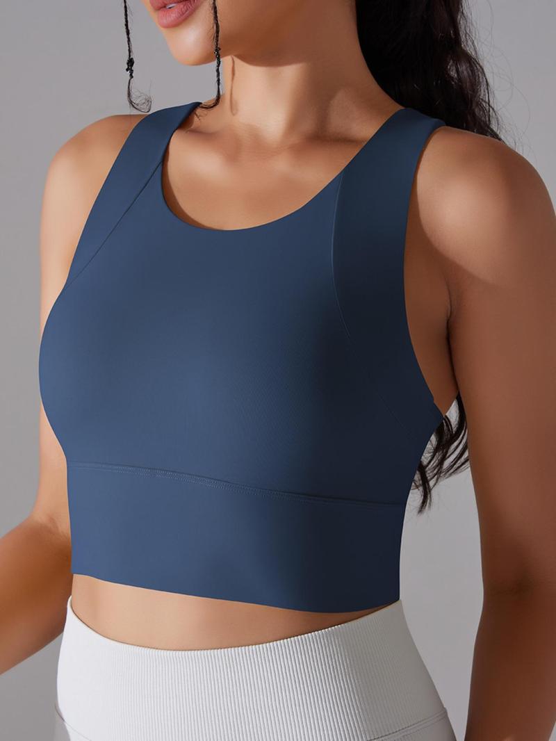 Product Introduction of Women's Solid Wireless Sports Bra, Breathable Comfortable Racerback Sports Lingerie Top, Ladies Sportswear Clothing for Yoga Gym Workout 9