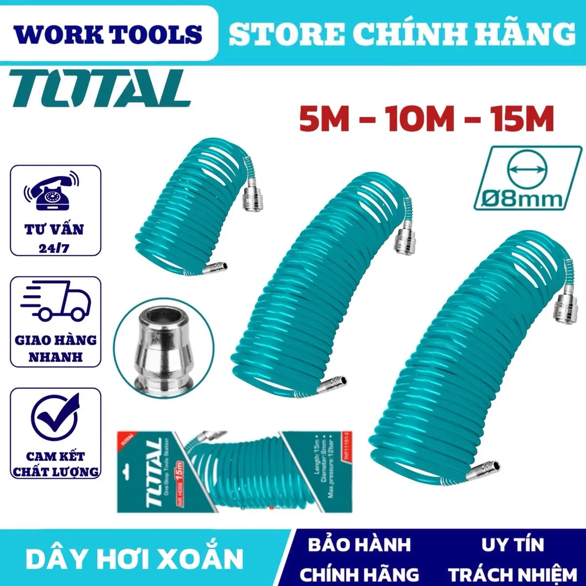 Dây hơi xoắn TOTAL 5M . 10M . 15M / THT11051-3 / THT11101-3 / THT11151-3