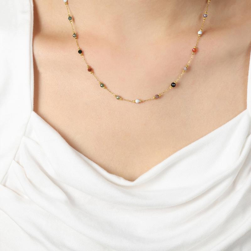 New Fashion Niche Design Personality Simple Natural Handmade Beaded Necklace Bracelet Set Jewelry for Women 0