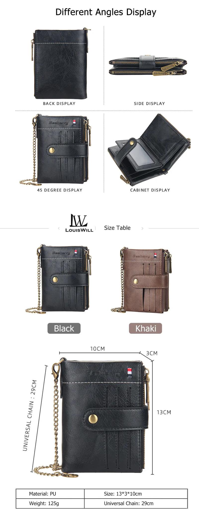 Product Introduction of LouisWill Men Wallets Bags Business Wallets PU Clutch Zipper Wallets  Fashion PU leather Short Wallet Travel Purses Handbag Coin Pouch ID Credit Cards Holders Wallet for Men 3