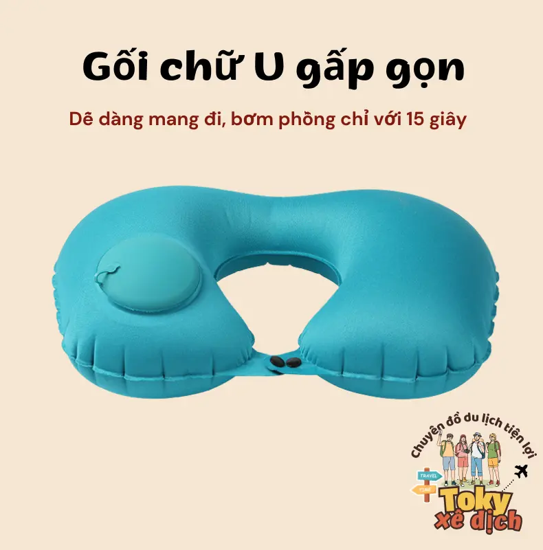 Gối kê cổ chữ U bơm hơi tiện lợi khi mang đi du lịch, công tác, nhân viên văn phòng 7