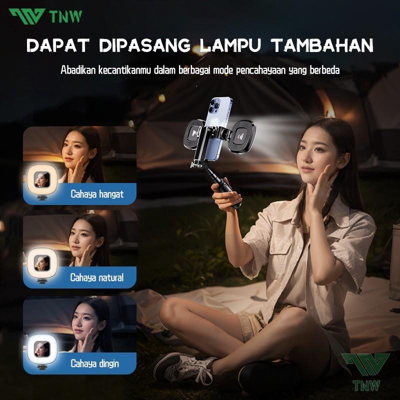 TNW T26 Mini Selfie Stick 3 In 1 Extendable Grip Tripod Portable Tongsis Tripod Bluetooth Remote Control Dan Lampu Foto Video