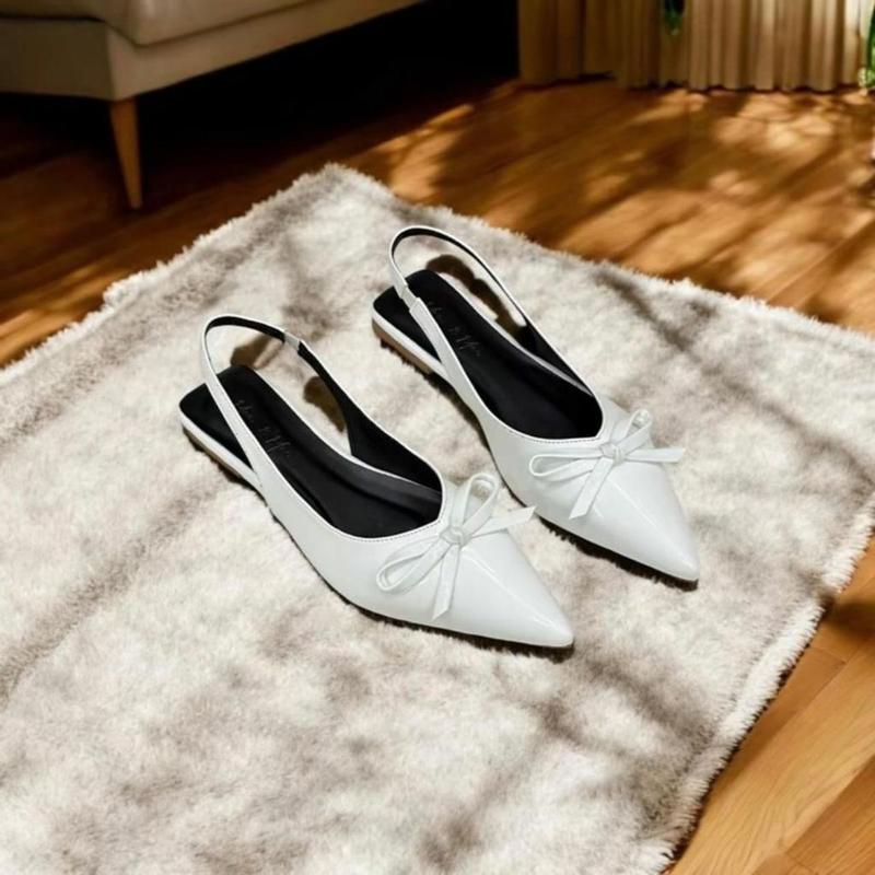 Product Introduction of GIÀY SỤC MŨI NHỌN da bóng quai Hậu chun co giãn gắn NƠ NHÍ 3 màu Đen/Kem/Đỏ Đô - Size 35-39 - DéP, sandanl 8