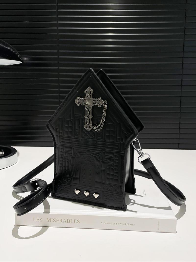 Product Introduction of Women's Business Style Castle Pattern Crossbody Bag, Fashionable PU Leather Zipper Shoulder Bag for Daily Used, Casual Trendy Versatile High-quality Daily Commuting Bag 3