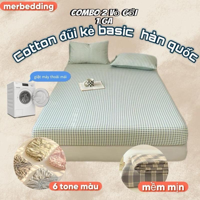 bộ Ga Đũi Kẻ muji kẻ bassic Đũi mịn gồm 1 ga và 2 vỏ gối nằm Stain Làm mát giường