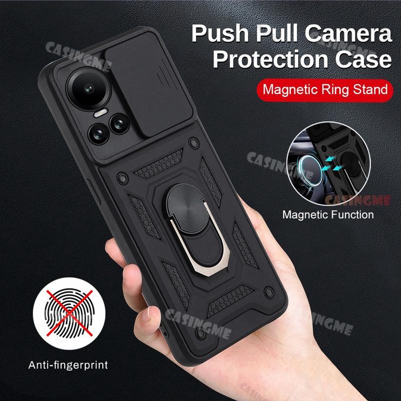 Ốp Giáp Chống Sốc, Dành Cho Oppo Reno10 5G Và 10pro 2023, Ốp Điện Thoại Di Động Có Giá Đỡ Vòng Nam Châm Cho Xe Hơi, Giá Đỡ Kéo Đẩy, Bảo Vệ Camera Ốp Lưng Điện Thoại Di Động, Thích Hợp Cho Camera Back Bay, Oppo Reno10pro + 5G 0