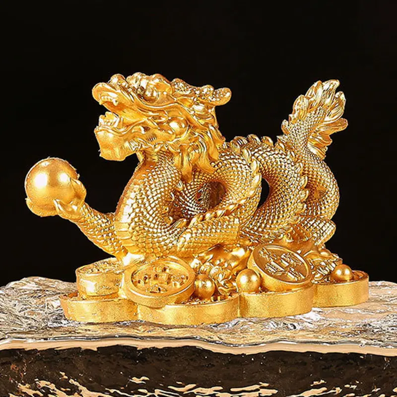 Tượng Rồng Hoàng Đạo Trung Quốc 2024, Mô Hình Tượng Rồng Năm, Đồ Trang Trí Thủ Công Bằng Nhựa, Thu Hút Sự Giàu Có Và May Mắn, Điêu Khắc Rồng Vàng / Đồng, Trang Trí Văn Phòng Và Gia Đình, Quà Tặng Năm Mới 2