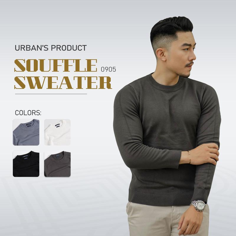 Áo len cổ tròn nam có màu Trắng Urban Menswear Shirt Souffle Yarn mềm mịn giữ nhiệt thoải mái No. 0905 áonam đẹp aonam dep