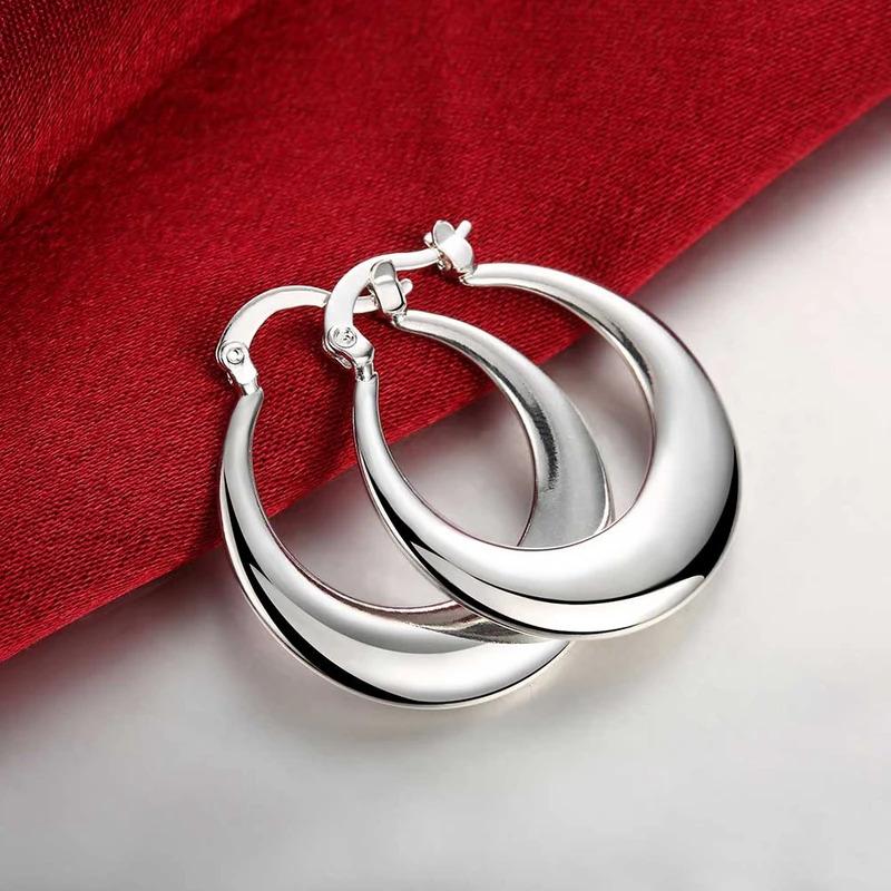Bông tai nhẫn đôi Màu bạc Sterling 925 dành cho phụ nữ, Nguyên bản, lát đá zirconia khối, đính hôn tinh tế, sinh nhật mới 2