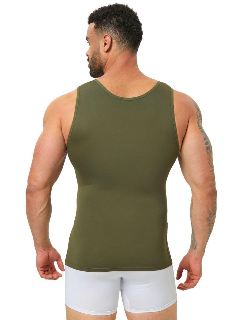 Product Introduction of Men's Solid Color Round Neck Compression Shapewear Tank Top, High Stretch Tummy Control Shaper Vest, Men's Shapewear for All Seasons 8