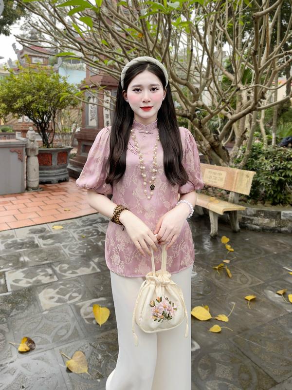 Bộ pháp phục đi chùa tay bồng chất liệu l.ụa 7