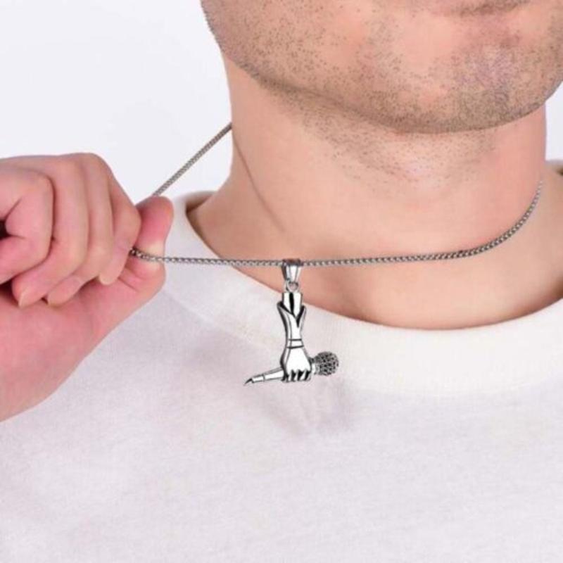 Product Introduction of New Titanium Steel Microphone Necklace Waterproof Pendant Necklace Hip Hop Necklace Men Women 10
