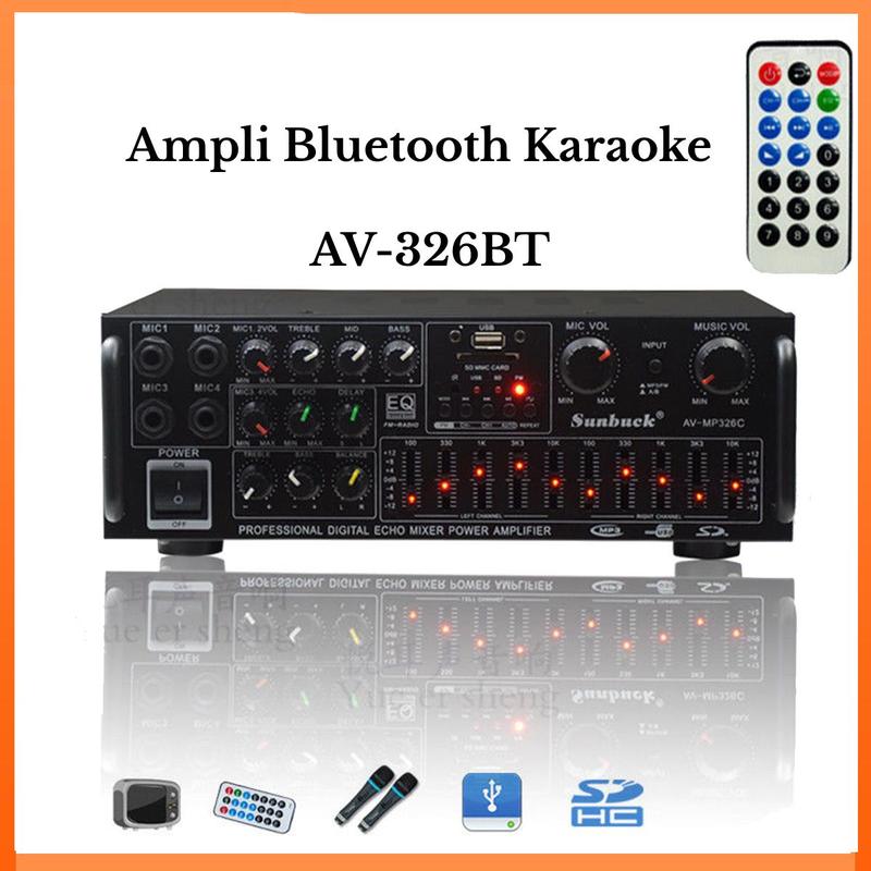 Amly karaoke bộ khuếch đại 326BT hàng cổng 12v 220v có bluetooth Bộ khuếch đại Bluetooth ô tô gia đình Nghe Nhạc Amply bluetooth karaoke bộ khuếch đại 326BT hàng chuẩn